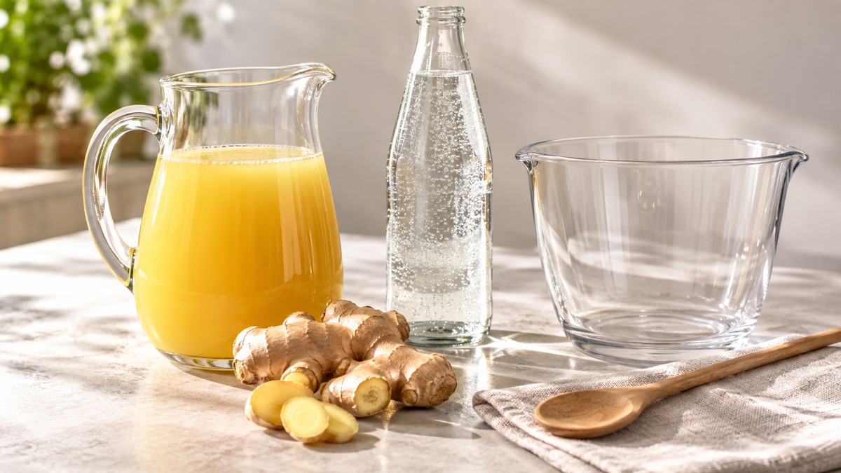 Ananas-Ingwer-Schorle: Verwendete Zutaten und nachvollziehbare Vorbereitung.