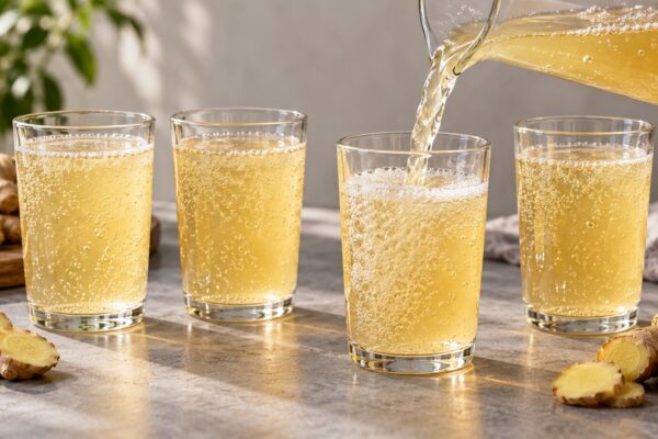 Ananas-Ingwer-Schorle: Alternative Anrichtung oder aktive Servierszene.