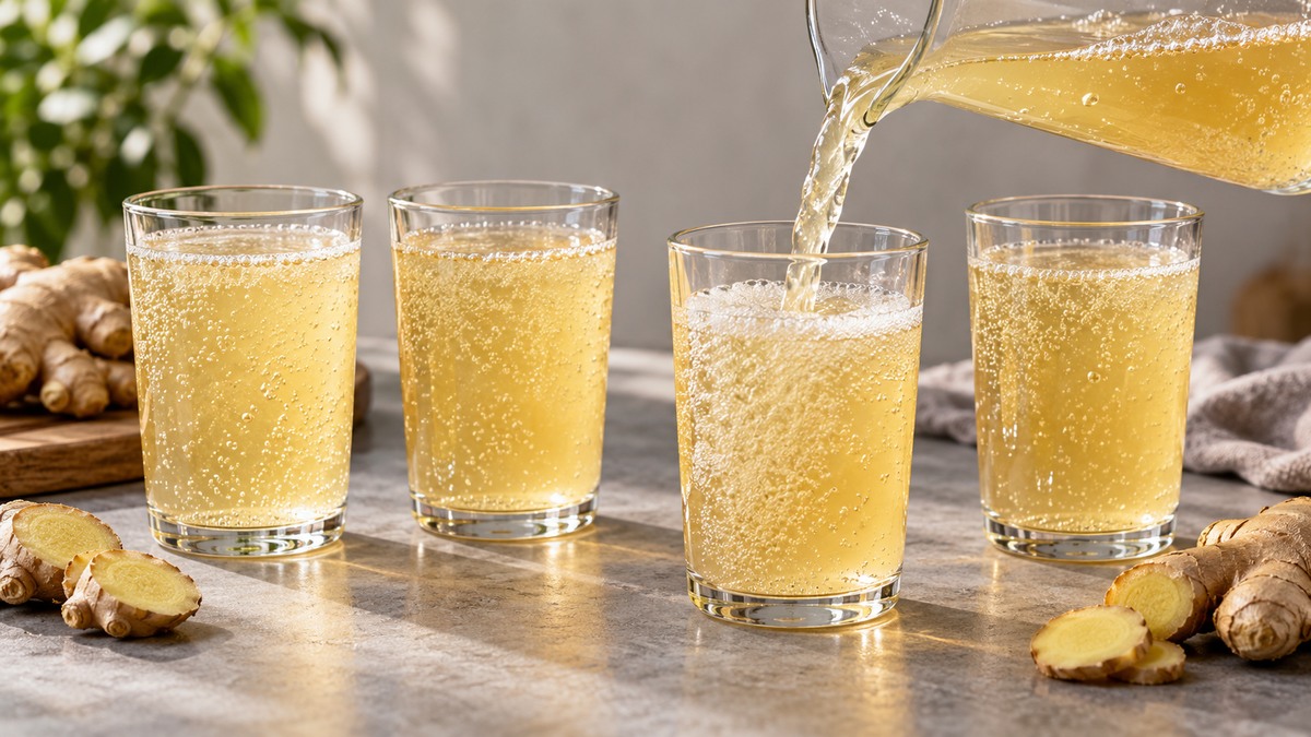 Ananas-Ingwer-Schorle: Alternative Anrichtung oder aktive Servierszene.
