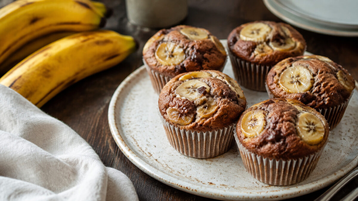 Fertiges Gericht aus alternativer Perspektive. Rezept: Bananen-Schoko-Muffins