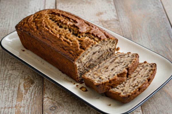 Fertiges Gericht aus einer alternativen Perspektive. Rezept: Bananenbrot mit Walnüssen
