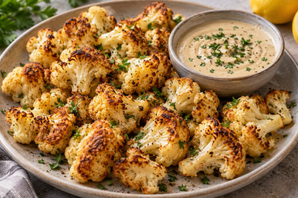 Blumenkohl-Happen mit Zitronen-Tahini-Dip