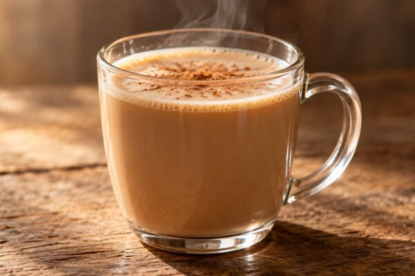 Chai mit Haferdrink: Fertiges Getränk als zentrales Hauptmotiv.