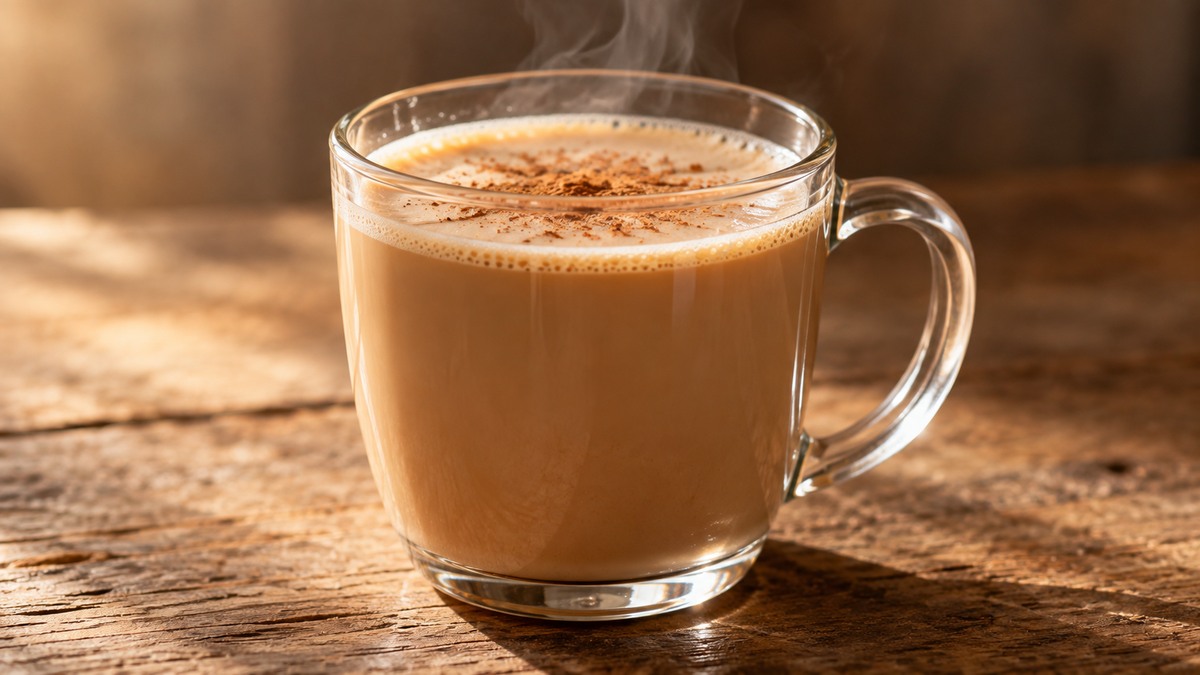 Chai mit Haferdrink: Fertiges Getränk als zentrales Hauptmotiv.