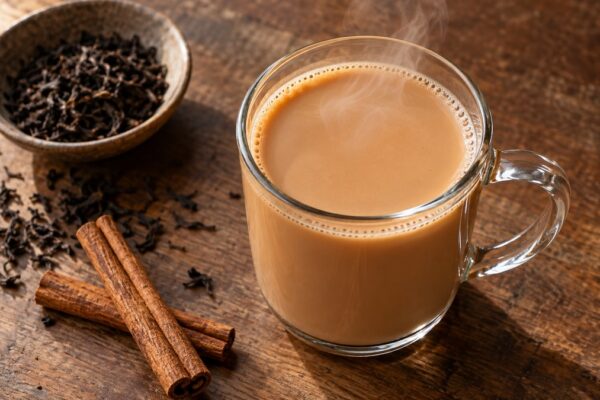 Chai mit Haferdrink: Fertiges Getränk aus einer alternativen Perspektive.