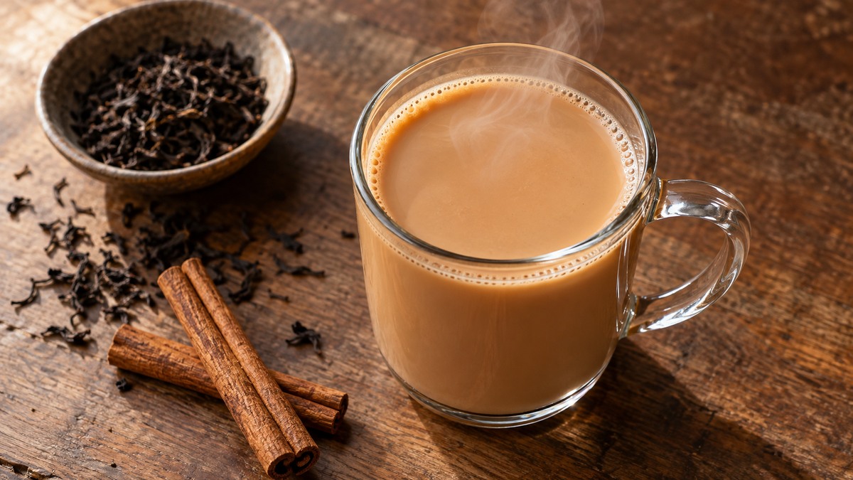 Chai mit Haferdrink: Fertiges Getränk aus einer alternativen Perspektive.