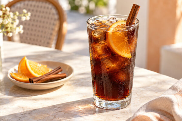 Cold Brew mit Zimt und Orange: Fertiges Getränk aus einer alternativen Perspektive.