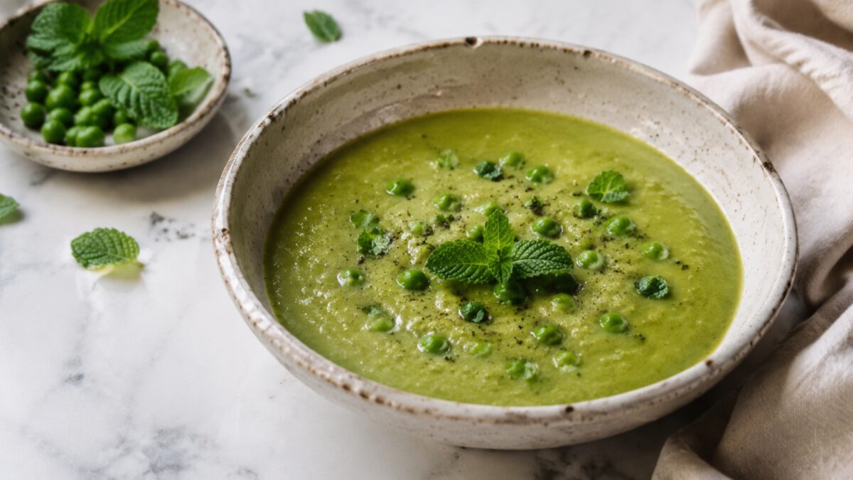 Fertiges Gericht aus alternativer Perspektive. Rezept: Erbsen-Minz-Suppe