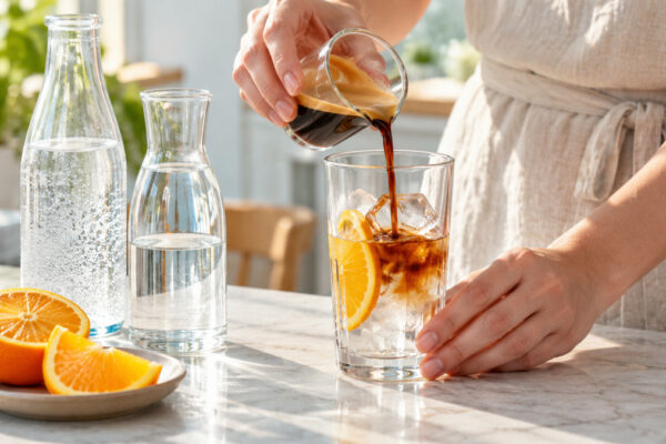 Espresso-Tonic mit Orange: Verwendete Zutaten und nachvollziehbare Vorbereitung.