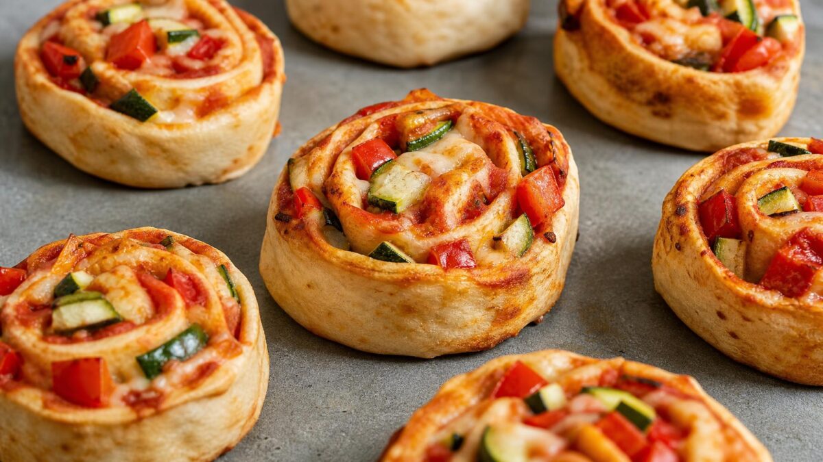 Fertiges Gericht aus einer alternativen Perspektive. Rezept: Gefüllte Pizzaschnecken mit Gemüse