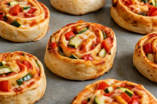 Fertiges Gericht aus einer alternativen Perspektive. Rezept: Gefüllte Pizzaschnecken mit Gemüse