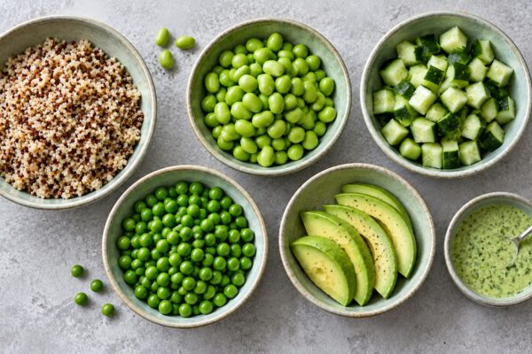 Green-Goddess-Bowl mit Quinoa und Edamame