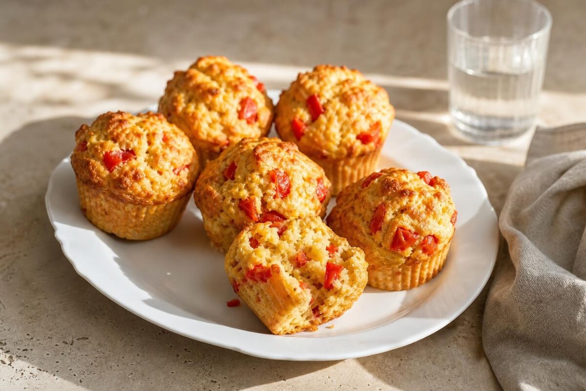Fertiges Gericht aus einer alternativen Perspektive. Rezept: Herzhafte Muffins mit Paprika und Kräutern
