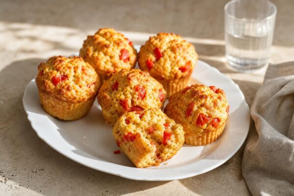 Fertiges Gericht aus einer alternativen Perspektive. Rezept: Herzhafte Muffins mit Paprika und Kräutern