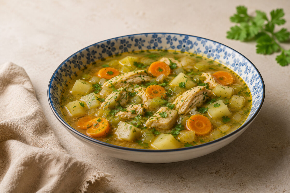 Fertige Suppe aus deutlich niedrigerer, eigenständiger Perspektive.