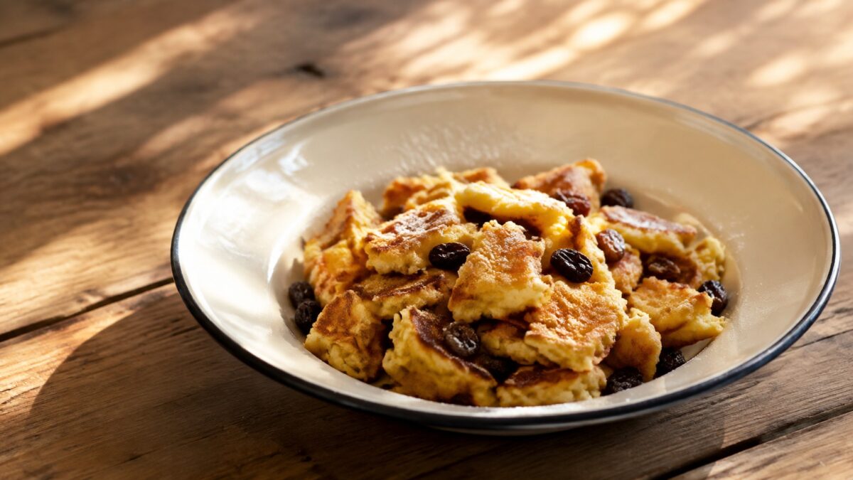 Fertiges Gericht aus einer alternativen Perspektive. Rezept: Kaiserschmarrn mit laktosefreier Milch