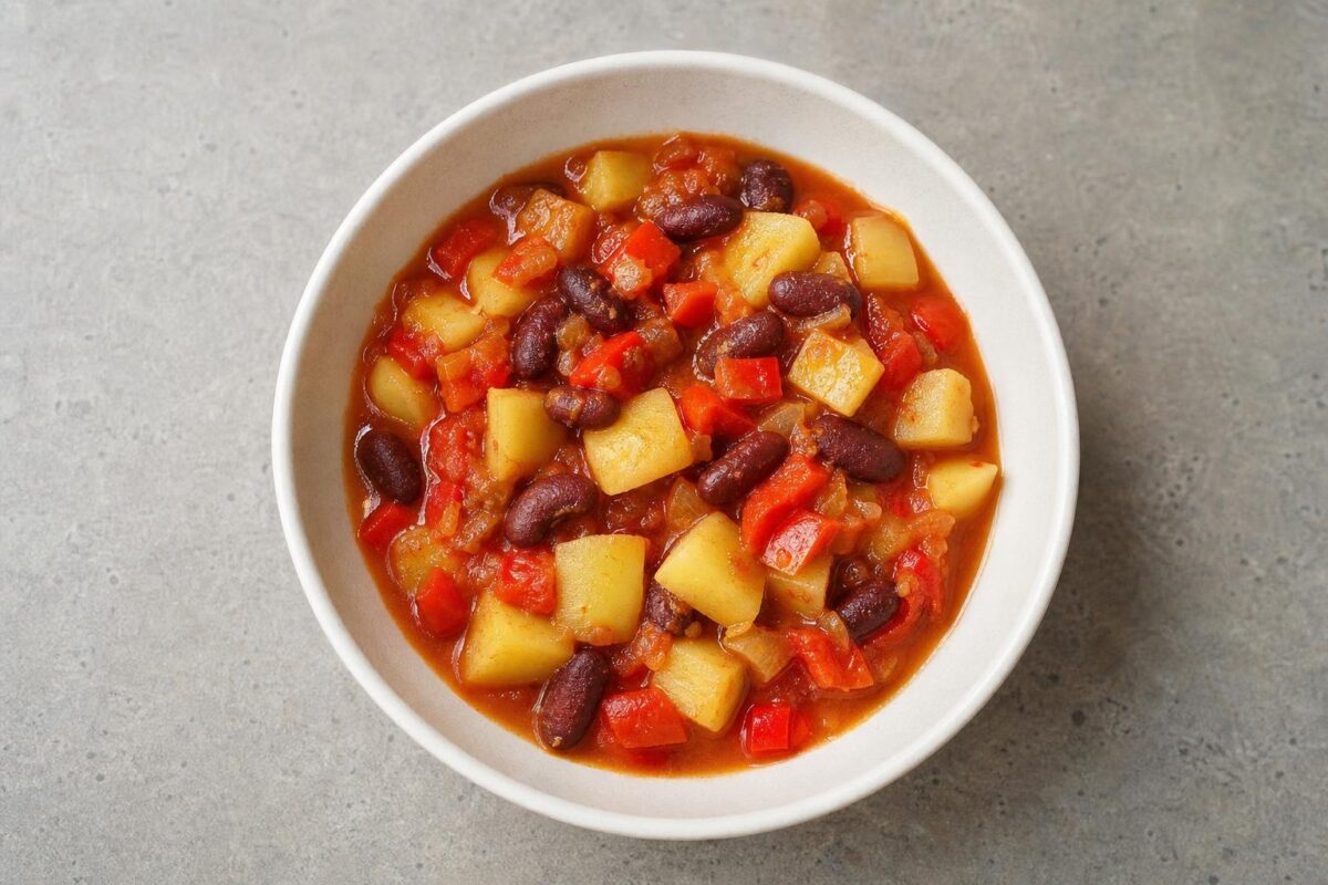 Fertiges Gericht aus einer alternativen Perspektive. Rezept: Kartoffel-Paprika-Eintopf mit Bohnen