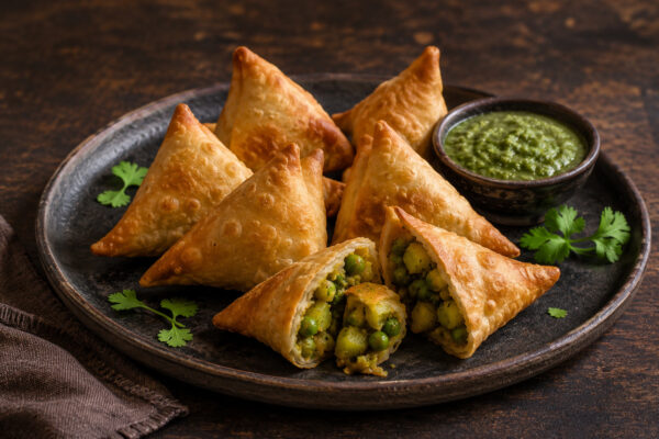 Kartoffel-Samosas mit Erbsen