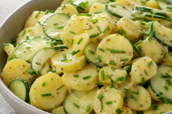 Fertiges Gericht aus einer alternativen Perspektive. Rezept: Kartoffelsalat mit Senf-Kräuter-Dressing