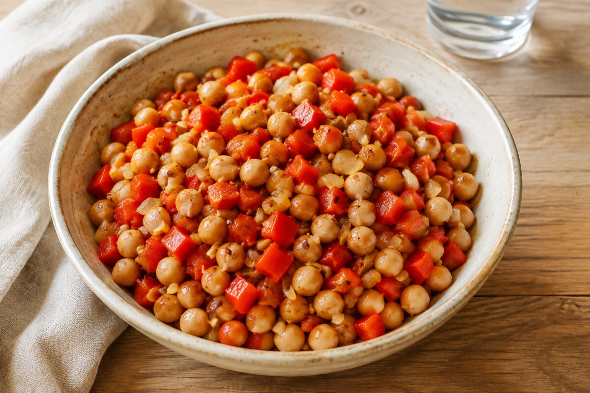 Fertiges Gericht aus alternativer Perspektive. Rezept: Kichererbsen-Paprika-Pfanne mit Kreuzkümmel