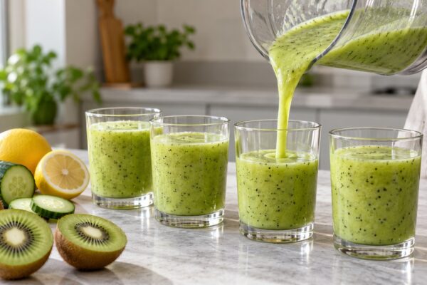 Kiwi-Gurken-Smoothie: Alternative Anrichtung oder aktive Servierszene.