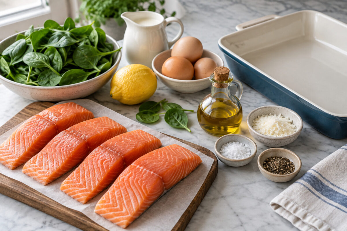 Lachs-Spinat-Auflauf mit Zitronensahne