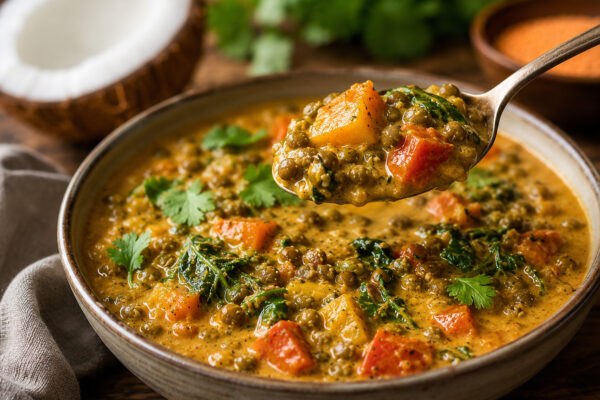 Linsen-Gemuese-Curry mit Kokosmilch als alternative Servier- oder Detailansicht.