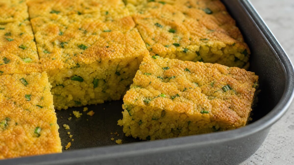 Fertiges Gericht aus einer alternativen Perspektive. Rezept: Maisbrot mit Kräutern
