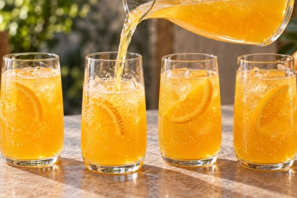 Maracuja-Orangen-Spritz: Alternative Anrichtung oder aktive Servierszene.