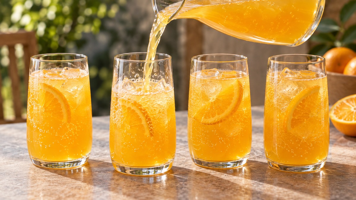 Maracuja-Orangen-Spritz: Alternative Anrichtung oder aktive Servierszene.