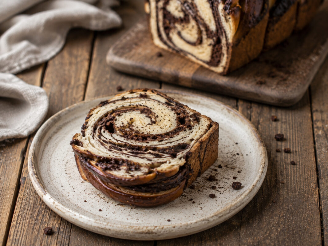 Marmor-Babka mit Schokolade als alternative Servier- oder Detailansicht.