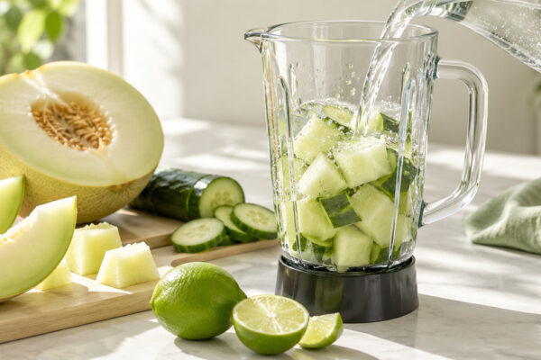 Melonen-Gurken-Drink: Verwendete Zutaten und nachvollziehbare Vorbereitung.
