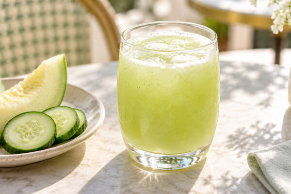 Melonen-Gurken-Drink: Fertiges Getränk aus einer alternativen Perspektive.