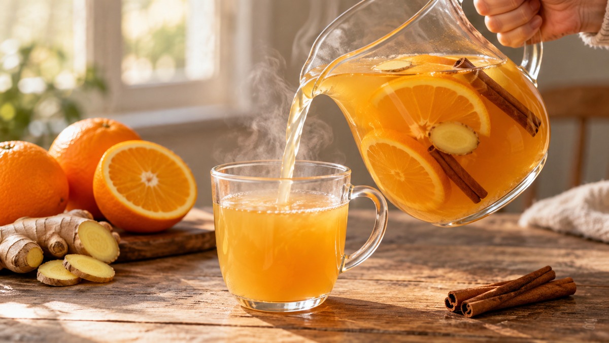 Orangen-Ingwer-Punsch: Alternative Anrichtung oder aktive Servierszene.
