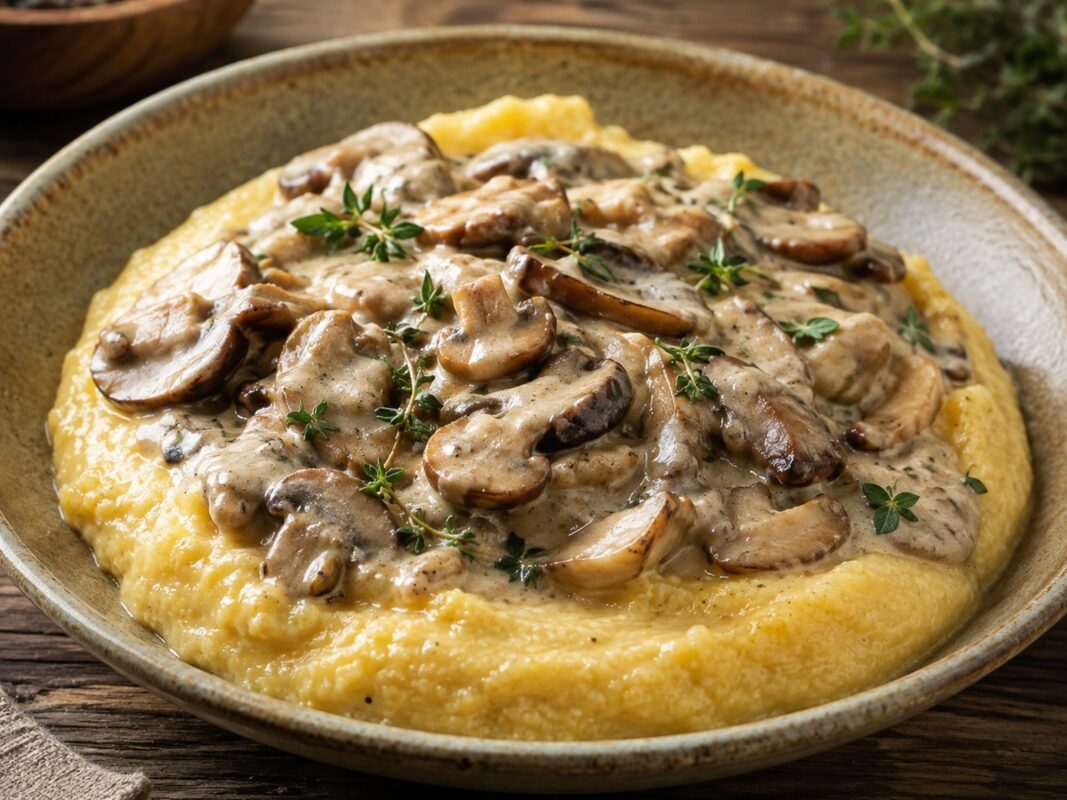Foodfoto zu Pilzrahm-Polenta mit Thymian