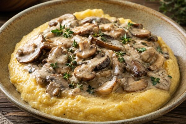 Pilzrahm-Polenta mit Thymian