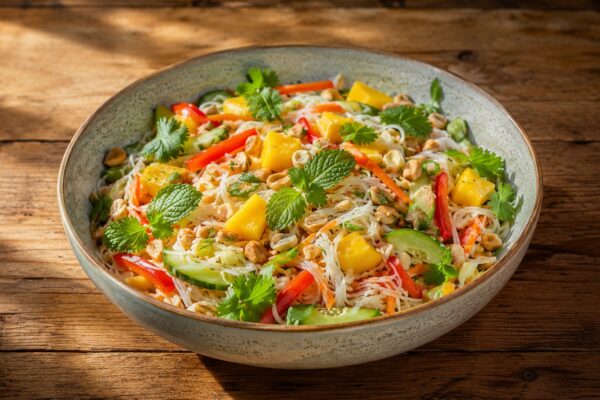 Reisnudel-Salat mit Mango und Erdnüssen