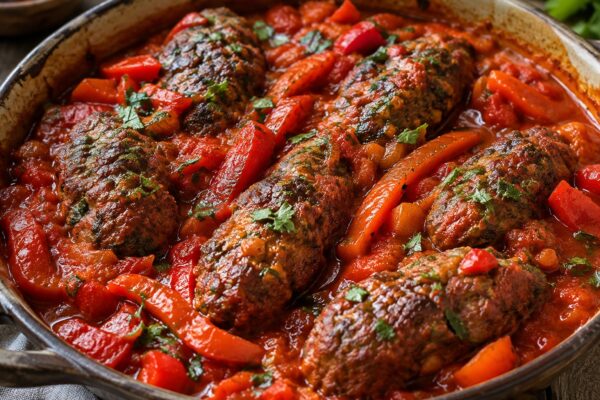 Rinder-Kofta in Paprika-Tomatensauce