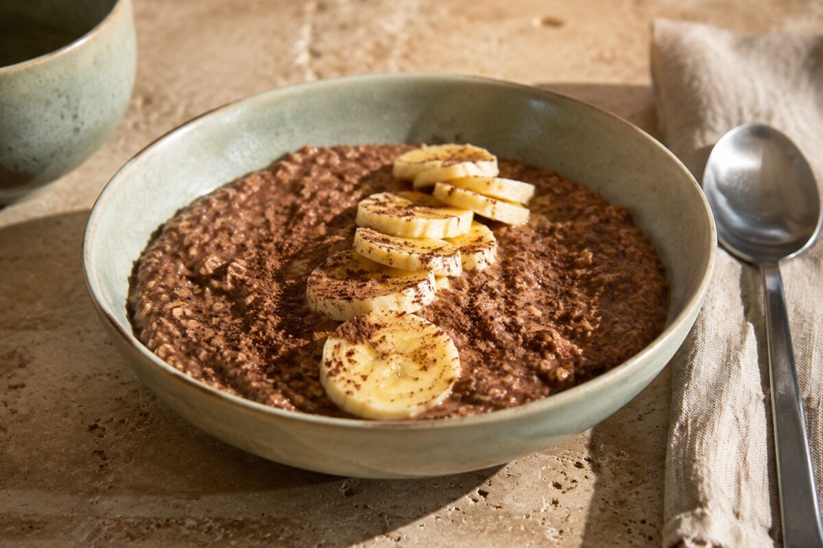 Fertiges Gericht aus alternativer Perspektive. Rezept: Schoko-Bananen-Overnight-Oats