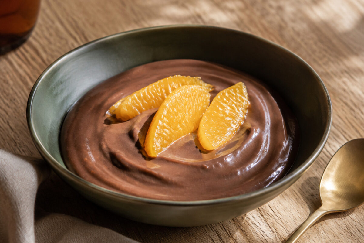 Fertiges Gericht aus alternativer Perspektive. Rezept: Schoko-Orangen-Pudding