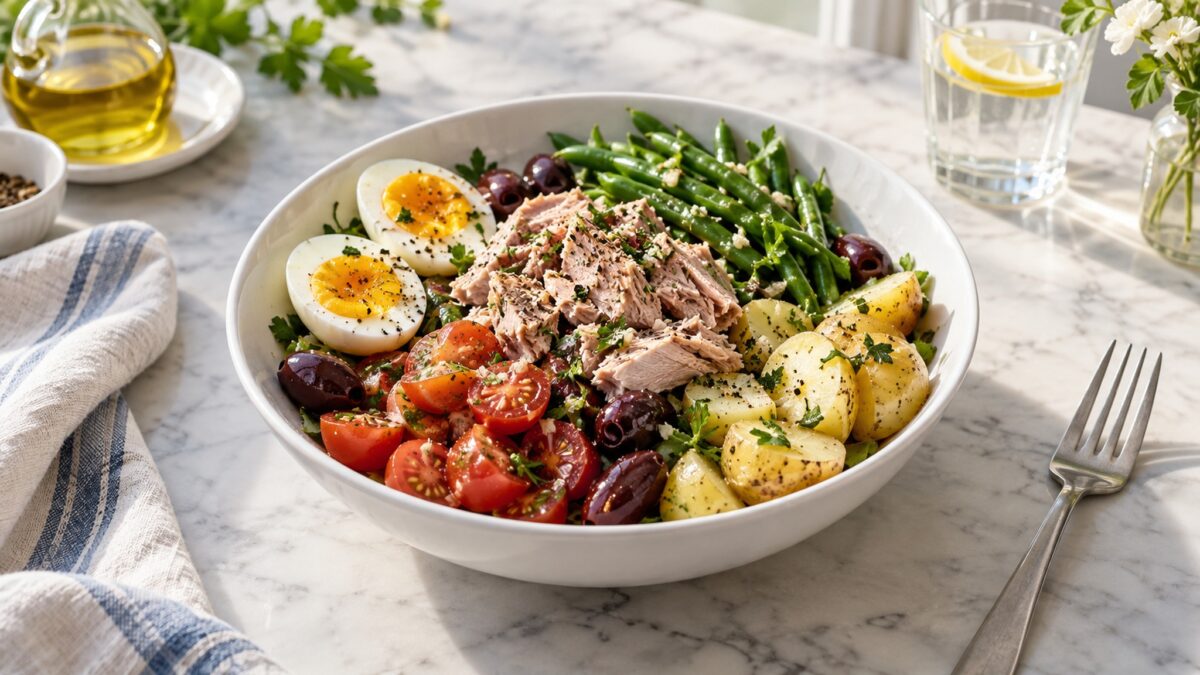 Thunfisch-Niçoise-Bowl mit Kartoffeln