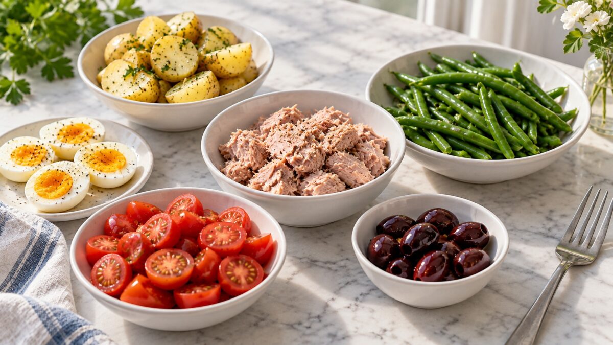 Thunfisch-Niçoise-Bowl mit Kartoffeln