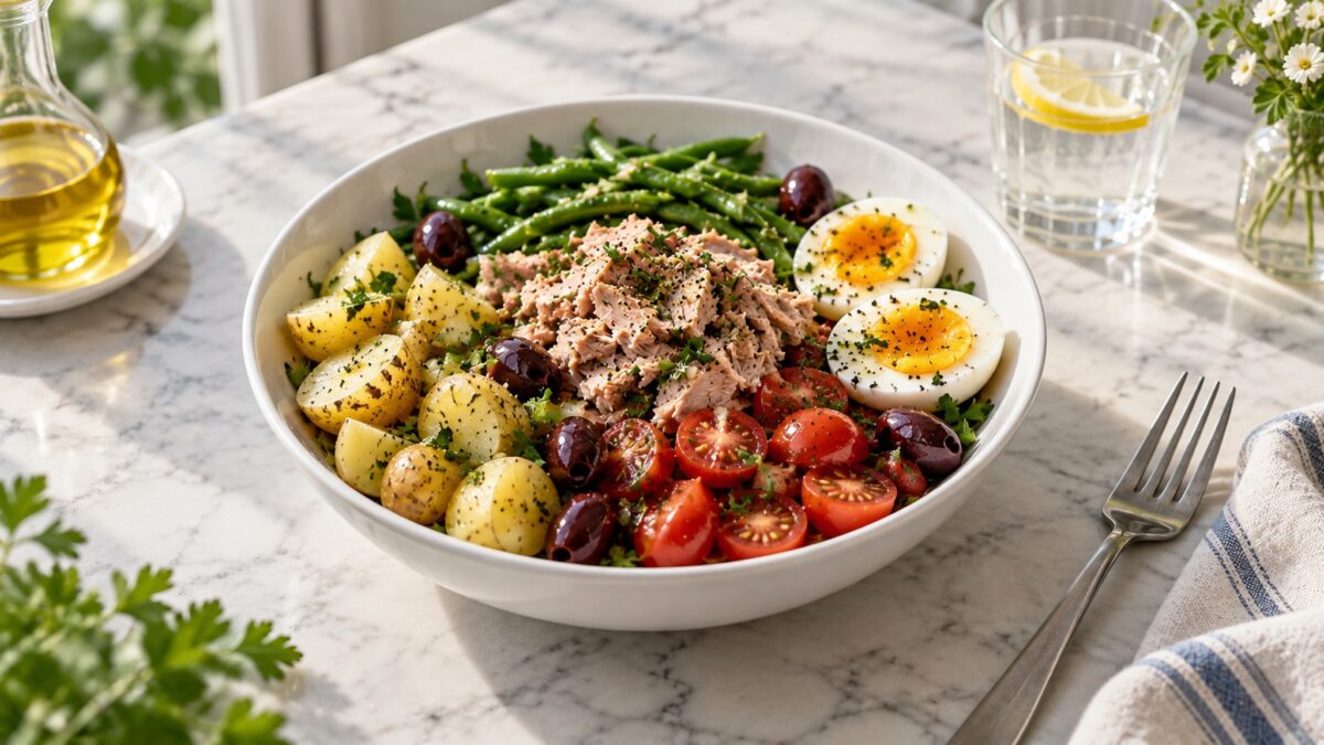 Thunfisch-Niçoise-Bowl mit Kartoffeln