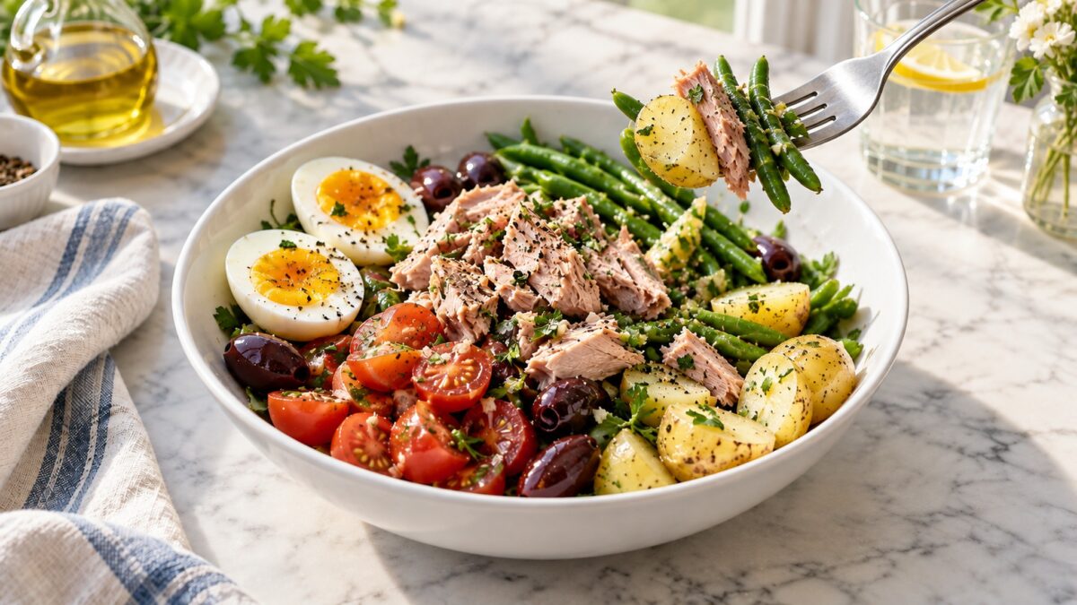 Thunfisch-Niçoise-Bowl mit Kartoffeln