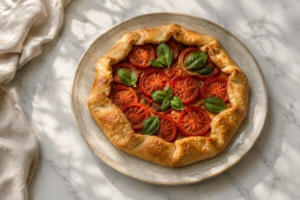 Fertiges Gericht aus alternativer Perspektive. Rezept: Tomaten-Basilikum-Galette