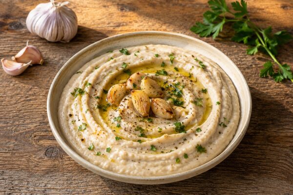 Weiße-Bohnen-Aufstrich mit geröstetem Knoblauch