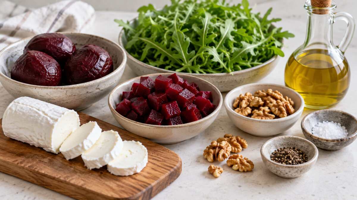 Ziegenkäse-Rote-Bete-Bowl mit Rucola