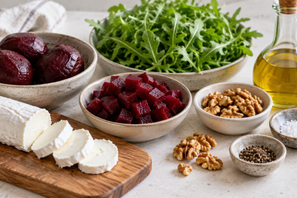 Ziegenkäse-Rote-Bete-Bowl mit Rucola