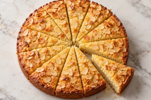 Zitronen-Ricotta-Kuchen mit Mandeln: Fertiges Gericht aus anderer Perspektive.