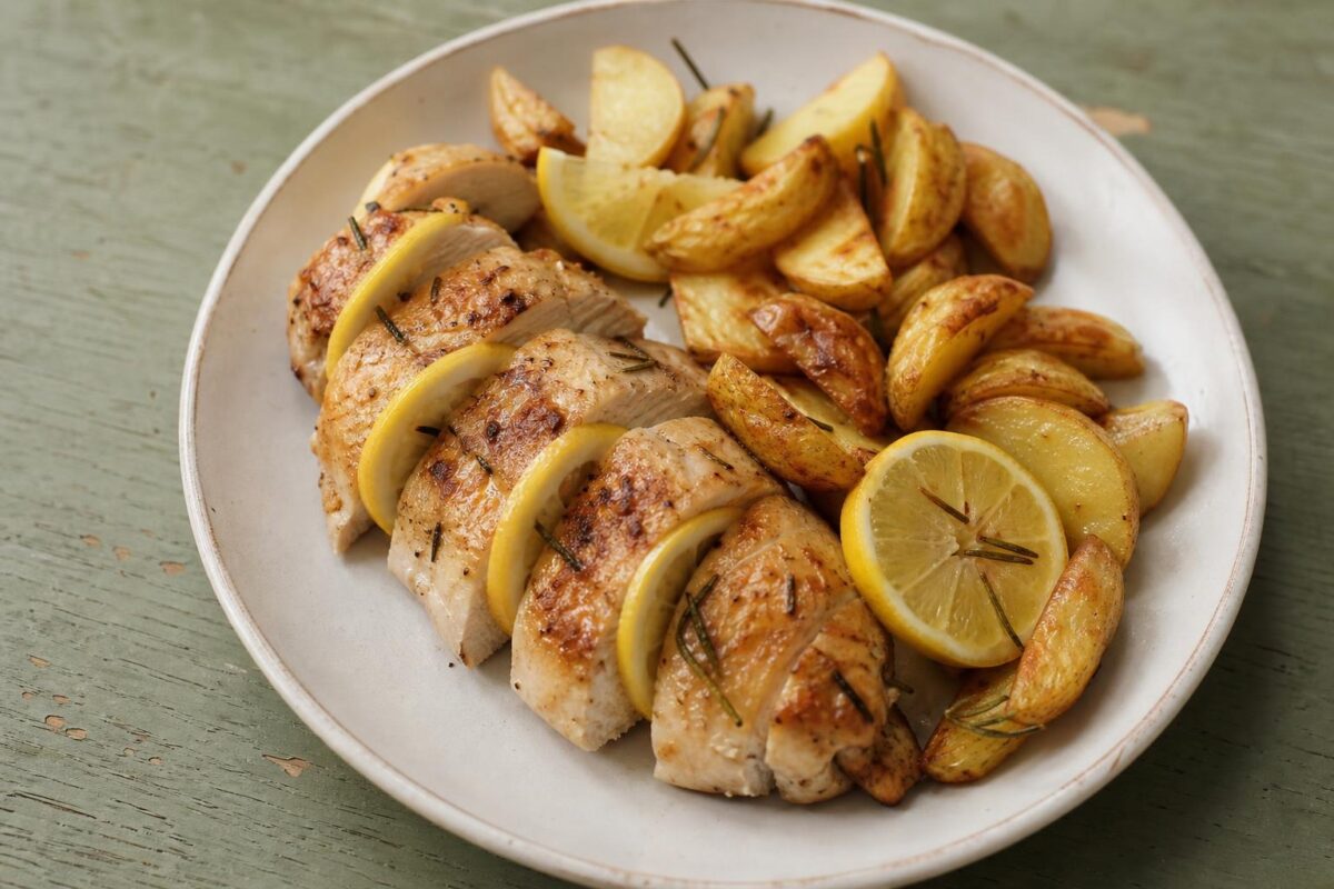 Fertiges Gericht aus einer alternativen Perspektive. Rezept: Zitronenhähnchen mit Ofenkartoffeln